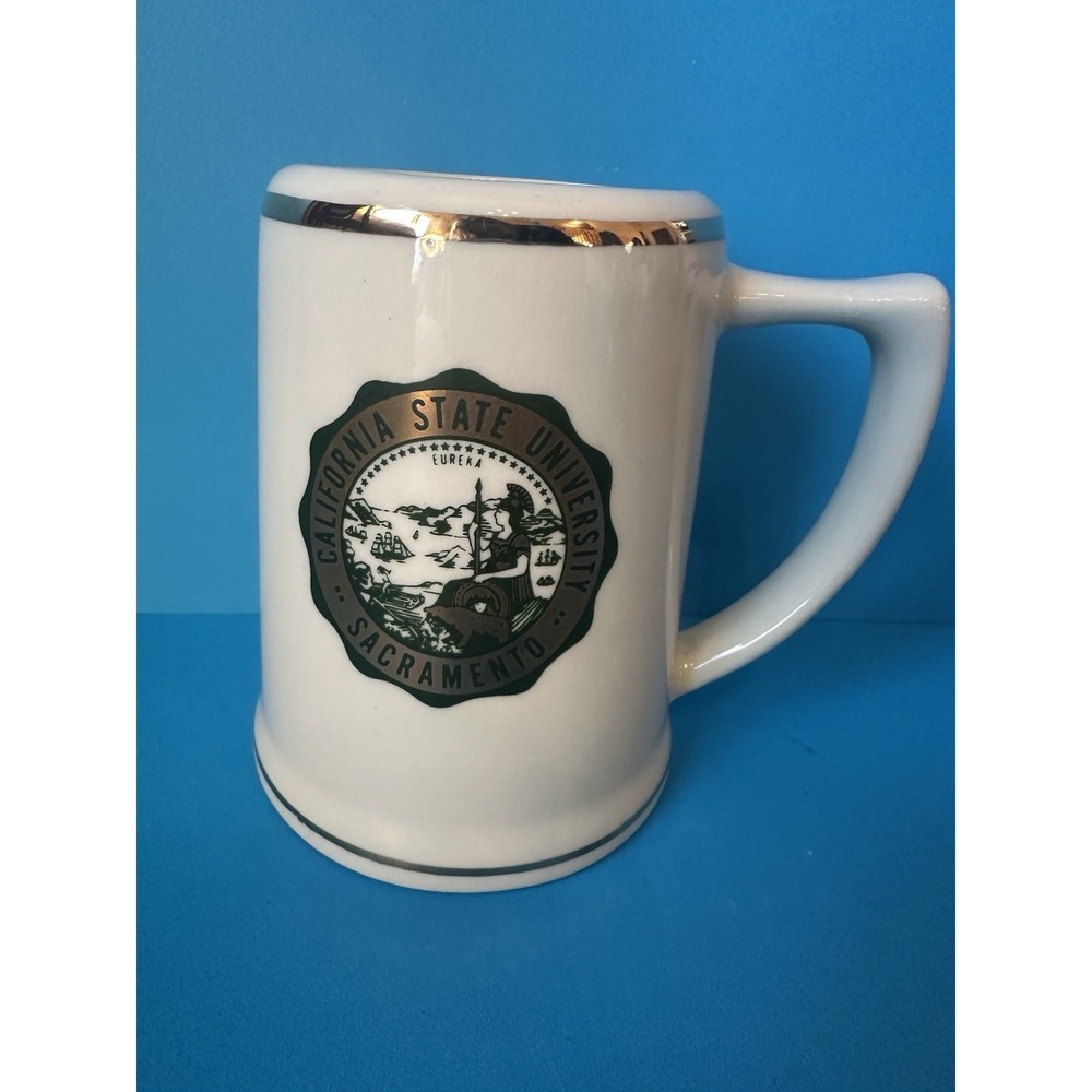 CALIFORNIA STATE UNIVERSITY SACRAMENTO College Mug Stein 4.5" Tall Gold Trim